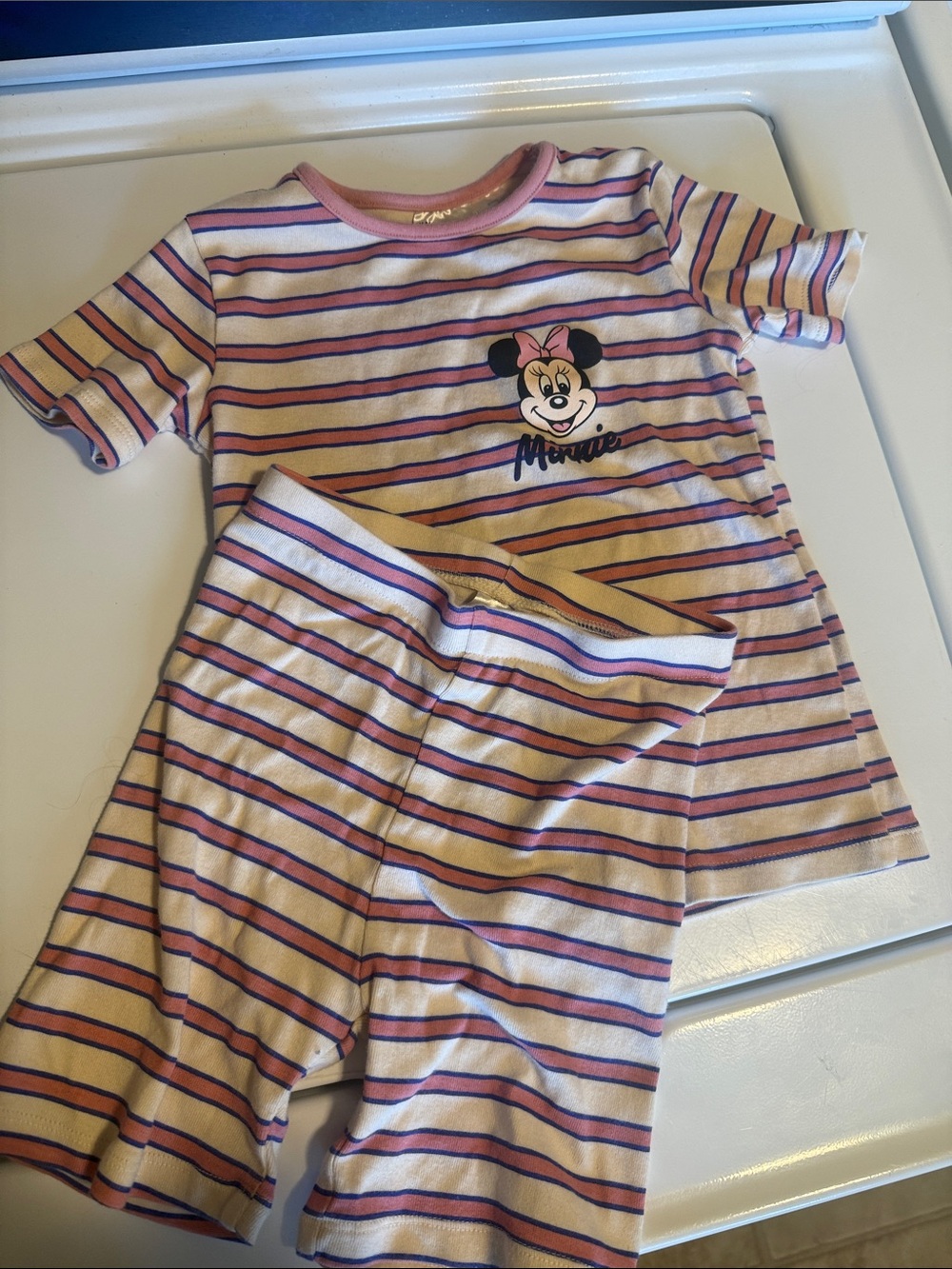 Disney Minnie Mouse Pink, Cream & Purple Striped Kids Pajama Set